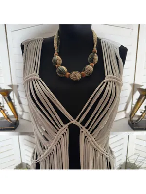 Solitaire white fringes crochet vest top macrame boho fairy festival coastal S thumbnail 10