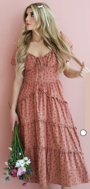 Storia Floral print ruffle Tiered Midi Dress thumbnail 1