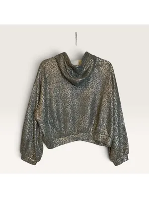 Molly Bracken Women's Silver Leopard Print Hoodie Size S thumbnail 2