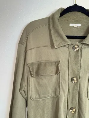 Maurices North Shore Shacket Olive Green Button Front Oversized thumbnail 4