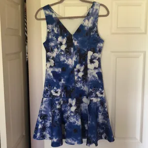 Rhyme Los Angeles Blue Floral Drop Waist Mini Dress S thumbnail 3