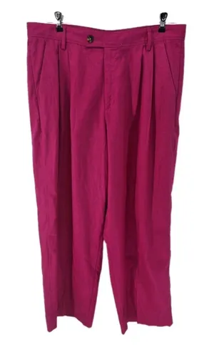 Banana Republic Linen Pants Womens 16P Pleated Tapered Pink High Rise NEW thumbnail 1