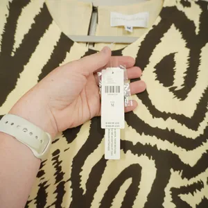 Corey Lynn Calter Size M Anthropologie Zebra Print Midi Shift Dress Brown Cream thumbnail 8