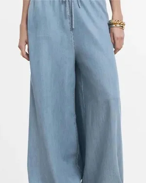 Mango Siros Pull-On Wide Leg Denim Pants thumbnail 1