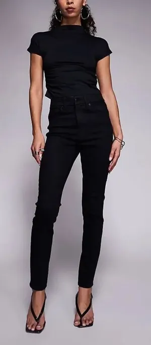 Good American Good Legs Mid Rise Black Skinny Jeans size 2/26 #784 thumbnail 1