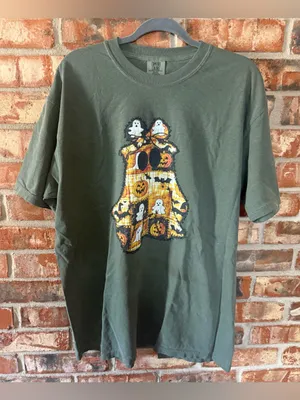 Comfort Colors Moss Short Sleeve Tee with Halloween Patch Ghost Graphic thumbnail 1