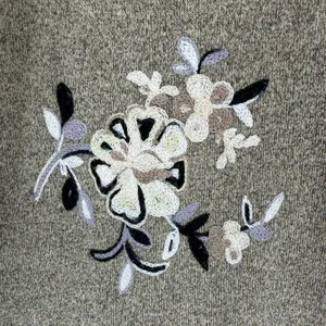 Figueroa & Flower Floral Embroidered Longline Cardigan Sweater Grey Boho Size XL thumbnail 4
