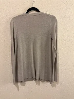 LOFT Light Gray V-Neck Sweater thumbnail 4