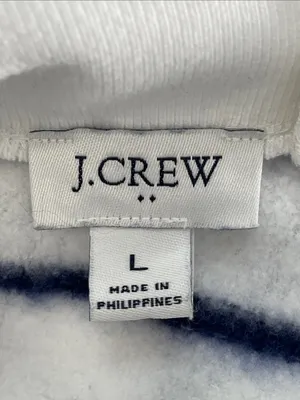 J. Crew White & Navy Striped wide button-collar pullover sweatshirt thumbnail 6