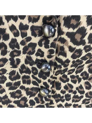 Marks & Spencer Leopard Print Button Shoulder Pads Blazer Size 12 Brown thumbnail 3