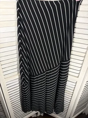 Matty M Skirt Maxi Black White Striped L thumbnail 4