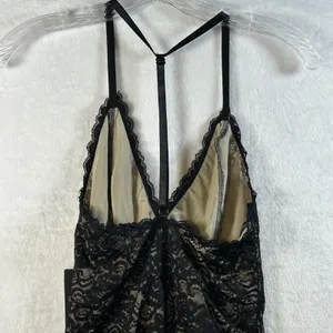 Lulus Black Lace Teddy Bodysuit Sheer V Neck Halter‎ Strap Lingerie Size S thumbnail 6