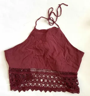 American Eagle Festival Wear Boho Hippie Halter Tie Top Mauve Pink Size Large thumbnail 1