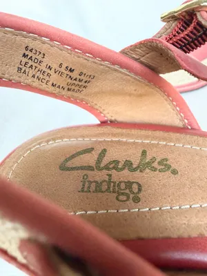 Clarks Coral /Beige Leather Wedge Espadrille Sandals Ankle Strap Buckle 6.5 thumbnail 11