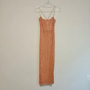 Hello molly so outta my mind Sequin slit maxi Dress in‎ Rose Gold small thumbnail 2