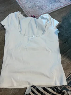 Edikted Priscilla White Lace-Trim Scoop Neck Women's Top thumbnail 6