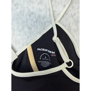 PacSun Swim‎ Eco Black White Contrast Underwire Bikini Top L New 0660-001 thumbnail 5