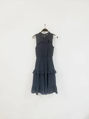 Sleeveless Ruffle Tiered Midi Dress in Slate Blue thumbnail 7