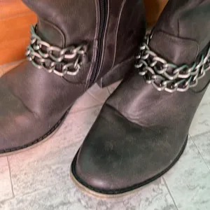 Shoedazzle, brand Brown boots with golden chain decor…. thumbnail 3