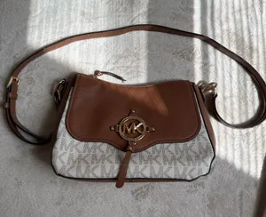 Michael Kors Tan and Cream Logo Crossbody Bag thumbnail 1