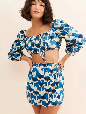 NWT RAHI Lisse Crop Top Boho Leaf Print Festival Blouse Size M Free People thumbnail 1