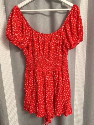 Altar'd State Dress Romper Floral Red thumbnail 2