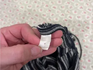 Striped Black and White Ribbed Crop Tank Top thumbnail 4