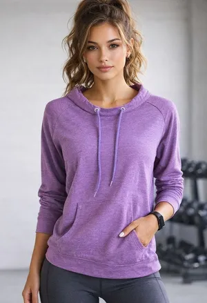 Flying colors purple active pull-over long sleeve top medium USA yoga workout thumbnail 1