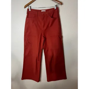 Pilcro Painted Puddle Cargo CROPPED Pants Womens Size 26 Burnt Orange Boho thumbnail 2