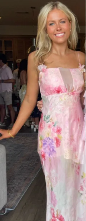 FOR LOVE & LEMONS Lisa Maxi Dress in Pink Size Large thumbnail 1