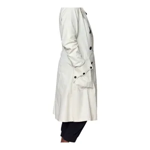 Vintage Cream Double Breasted Trench Coat Women's Long Sleeves M thumbnail 2