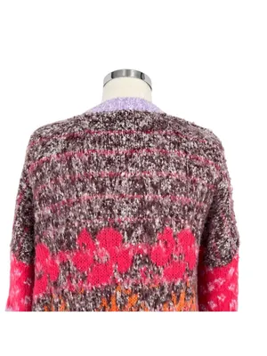 Altar'd State Casey Purple Floral Open Front Fuzzy Cardigan Sweater Size Small thumbnail 4