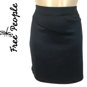 Free People Black Neoprene Mini Skirt S thumbnail 3