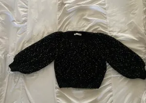 ZARA Metallic Thread Speckled Puffy Sleeve Knit Sweater thumbnail 8
