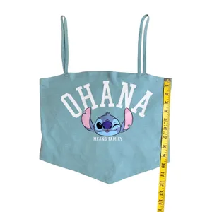 Disney Lilo & Stitch "Ohana Means Family" Light Blue Crop Tank Top Size L NWOT thumbnail 7