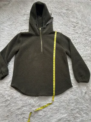 LOFT Olive Green Women’s Sherpa Half-Zip Pullover Hoodie Size XL thumbnail 6