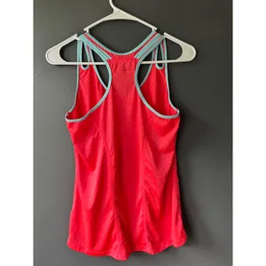 Hind Women's Athletic Tank Top Medium Red with Light Blue Trim thumbnail 2