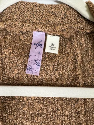 Alya Cozy soft Open-Front Cardigan in Brown/pink thumbnail 3