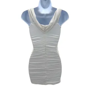 Lucy in the Sky White Ruched Cowl Neck Shimmer Bodycon Mini Dress‎ Womens Small thumbnail 4