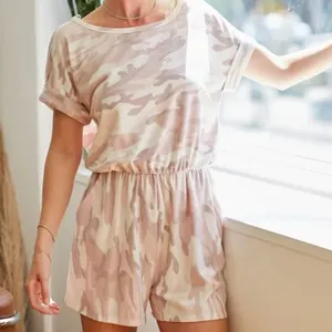 NWT BiBi‎ Camo Print French Terry Romper with Side Pockets thumbnail 1