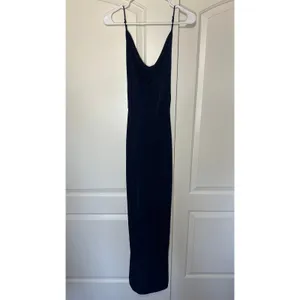 Lucy In The Sky Maxi Dress Womens S‎ Navy Blue Cowl Neck Open Back Draped Formal thumbnail 2