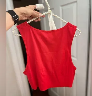 SKIMS Size 4X RUNS SMALL Cotton Rib Super Crop Tank Ruby AP-CRP-1399 NWT thumbnail 3