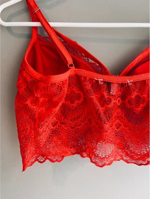 Papaya Red Sexy Lace Bra Size Large thumbnail 5
