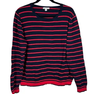 J Crew Mercantile Women's Sweater Navy Blue/Red Striped - Size XL thumbnail 1