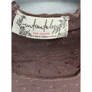 Free People Womens Mesh Top Brown Swiss Dot Sheer Mock Neck XS thumbnail 5