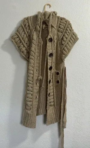 Raga Anthropologie Long Oversize Chunky Knit Hooded Open Cardigan size M thumbnail 1