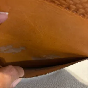 Women's Brown Hand-tooled Leather Crossbody Bag with Sunflower design monogram thumbnail 4