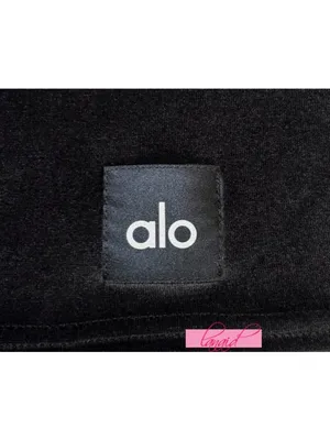 Alo Velour Choice Polo Black Velvet Fuzzy Cropped Short Sleeve Henley Crop Top thumbnail 8