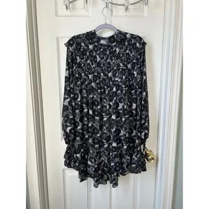 Free People These Dreams Ruffled Floral Long Sleeve Mini Dress - XS thumbnail 4