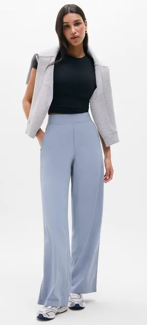 New Athleta 8 Brookly Mid Rise Wide Leg Pant Storm Grey Size 8 Regular thumbnail 1